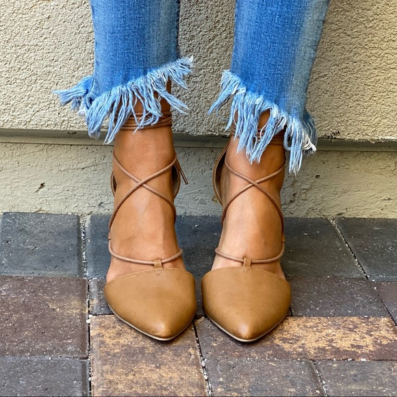 Genuine Leather Ankle Wrap Pointed Stiletto Pump - Picture 2 of 9